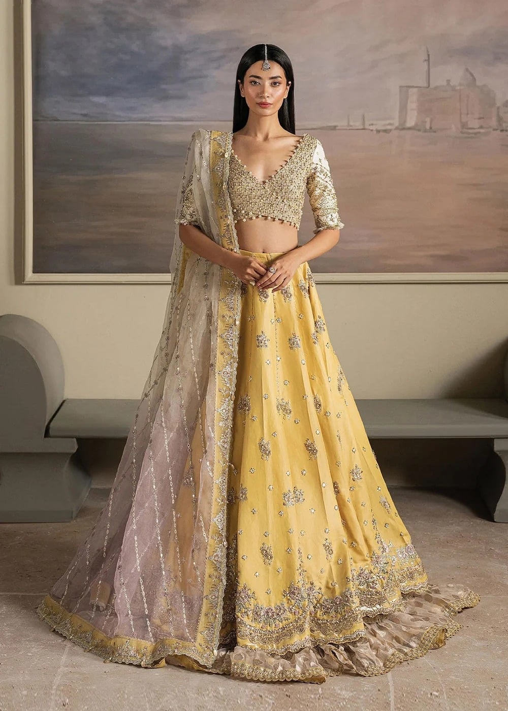 Butter Yellow Lehenga, Butter Yellow, size S/M — AF-002